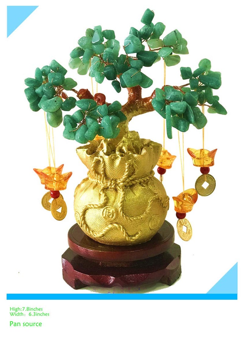 Picmoo Feng Shui Citrine/Citrine Money Tree and Citrine Tree, Faucet Crystal Tree/Chinese Dragon Fortune Crystal Tree/Gift Tree (Green) - Image 2
